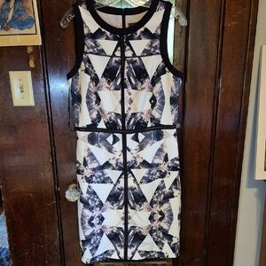 Vintage Vince Camuto Black and White Geometric Mini Dress